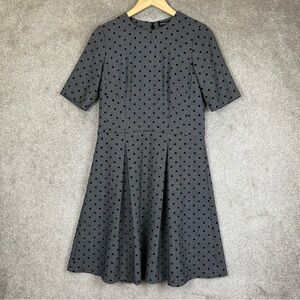 Worth New York Dress Womens 8 Black Polka Dot Short Sleeve Flare Zip- 2676*